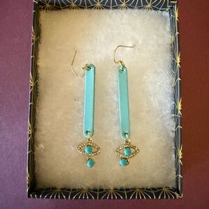 Nickel & Suede Turquoise Dangle Earrings